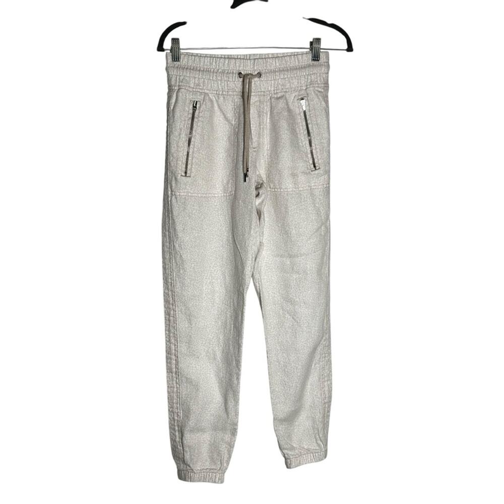 Athleta Cream Cheetah Print Elastic Drawstring Waist Jogger Pants Size 0